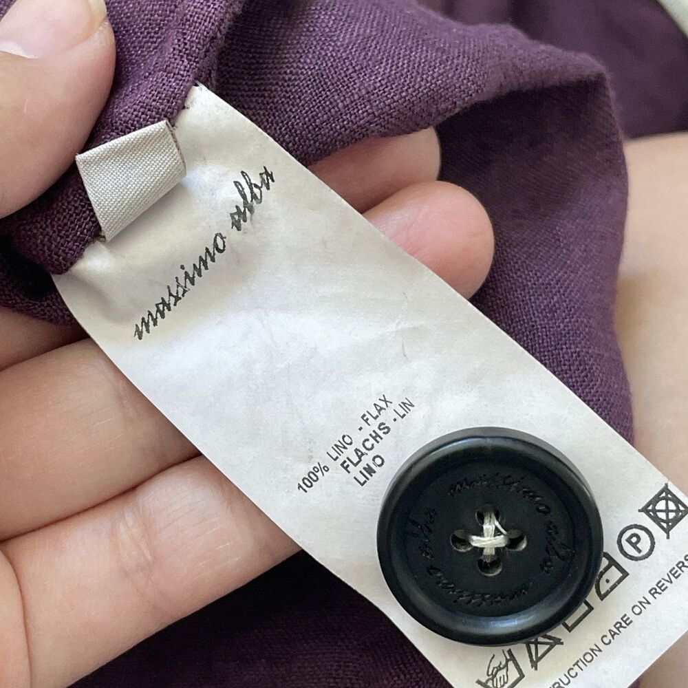 Massimo Alba Shirt linen button up mens Purple medium minimalist coastal travel - Picture 5 of 7